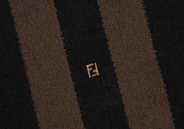 FENDI Cotton Striped Terry T-Shirt Black Size S