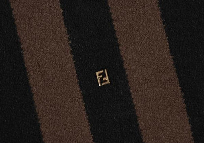 FENDI Cotton Striped Terry T-Shirt Black Size S