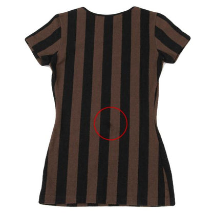 FENDI Cotton Striped Terry T-Shirt Black Size S
