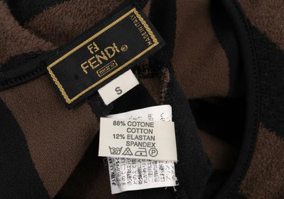 FENDI Cotton Striped Terry T-Shirt Black Size S
