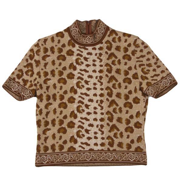 Mademoiselle Dior Wool Leopard Jacquard Sweater Brown Size M