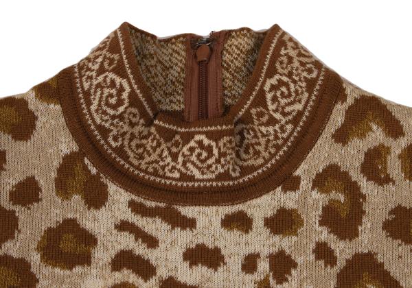 Mademoiselle Dior Wool Leopard Jacquard Sweater Brown Size M