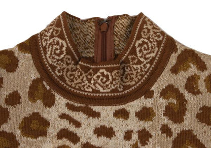 Mademoiselle Dior Wool Leopard Jacquard Sweater Brown Size M