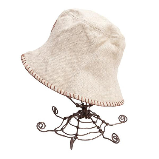 JPG by GAULTIER Linen Embroidered Bucket Hat Beige Size 58CM
