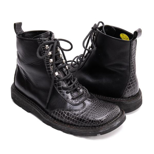 JPG by GAULTIER Croc Embossed Square Boots Black Size 23.5CM