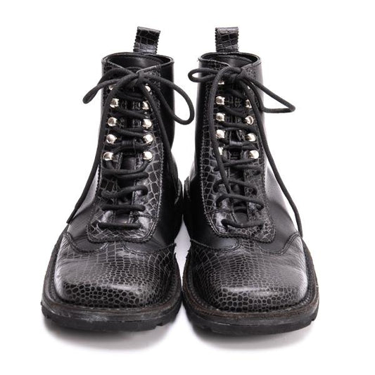 JPG by GAULTIER Croc Embossed Square Boots Black Size 23.5CM