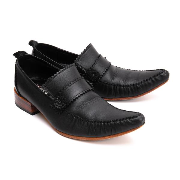 JPG by GAULTIER Leather Pinking Loafers Black Size 23.5CM