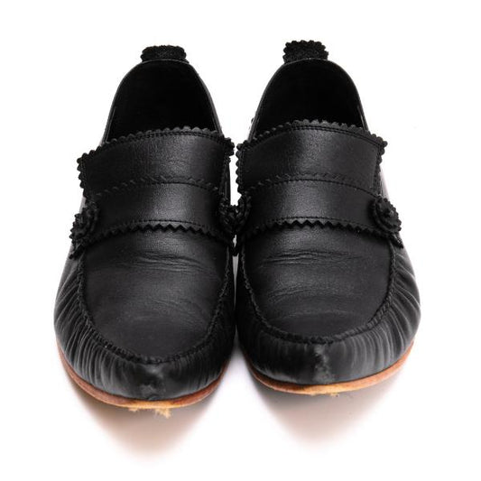 JPG by GAULTIER Leather Pinking Loafers Black Size 23.5CM