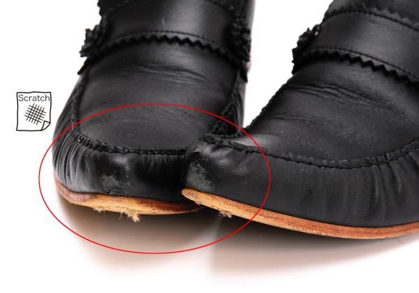 JPG by GAULTIER Leather Pinking Loafers Black Size 23.5CM