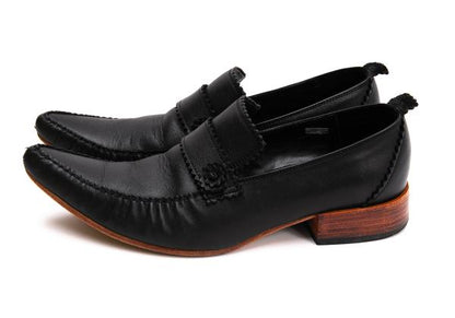 JPG by GAULTIER Leather Pinking Loafers Black Size 23.5CM