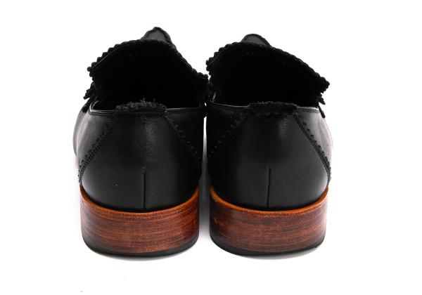 JPG by GAULTIER Leather Pinking Loafers Black Size 23.5CM