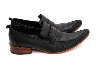 JPG by GAULTIER Leather Pinking Loafers Black Size 23.5CM
