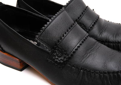 JPG by GAULTIER Leather Pinking Loafers Black Size 23.5CM