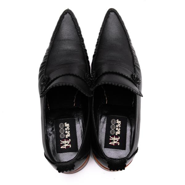 JPG by GAULTIER Leather Pinking Loafers Black Size 23.5CM