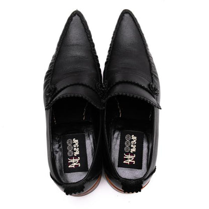 JPG by GAULTIER Leather Pinking Loafers Black Size 23.5CM