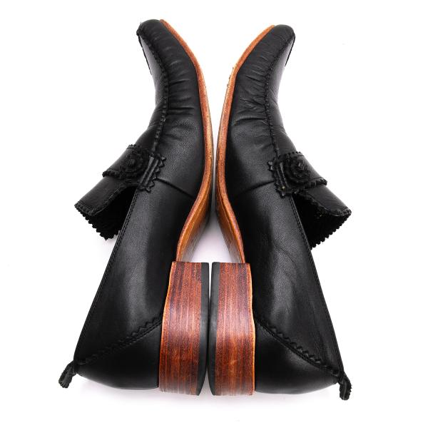 JPG by GAULTIER Leather Pinking Loafers Black Size 23.5CM