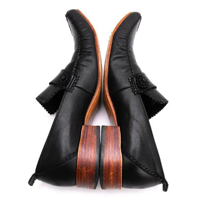 JPG by GAULTIER Leather Pinking Loafers Black Size 23.5CM