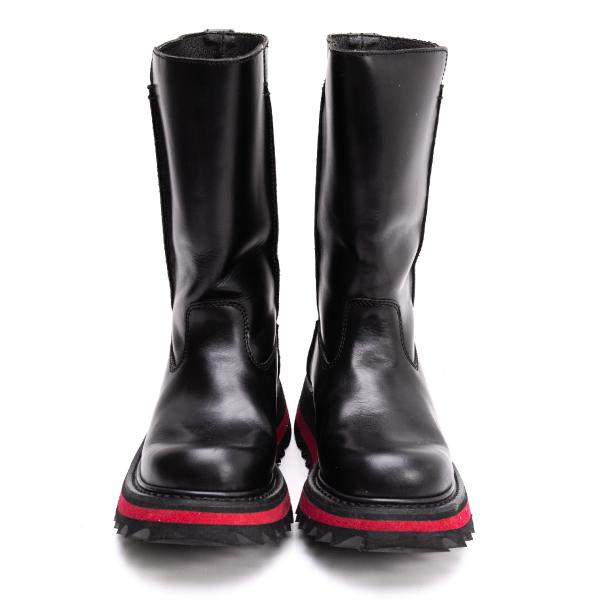 JPG by GAULTIER Leather Shark Sole Boots Black Size 23CM