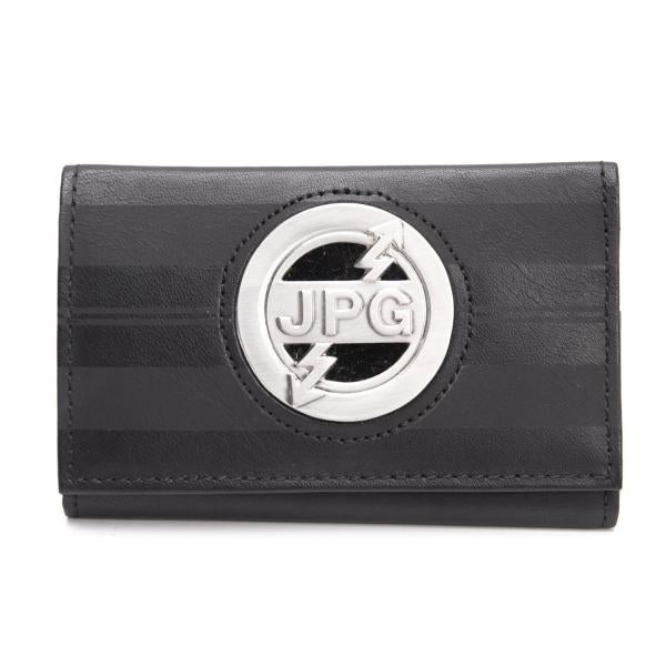 Jean Paul GAULTIER Leather Arrow Mark Plate Key Case Black