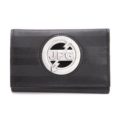 Jean Paul GAULTIER Leather Arrow Mark Plate Key Case Black