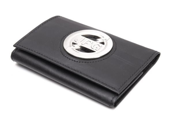 Jean Paul GAULTIER Leather Arrow Mark Plate Key Case Black