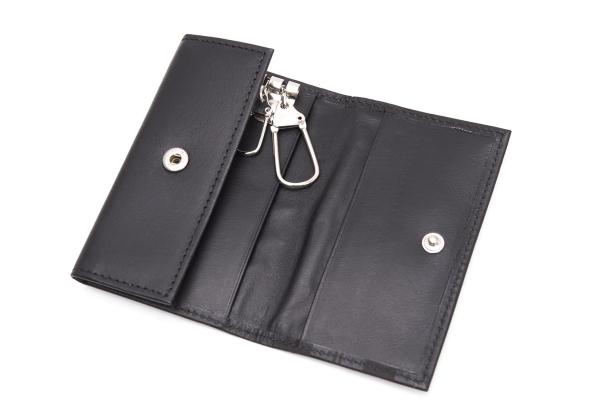 Jean Paul GAULTIER Leather Arrow Mark Plate Key Case Black