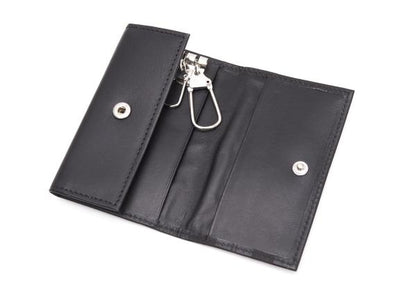 Jean Paul GAULTIER Leather Arrow Mark Plate Key Case Black
