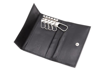 Jean Paul GAULTIER Leather Arrow Mark Plate Key Case Black