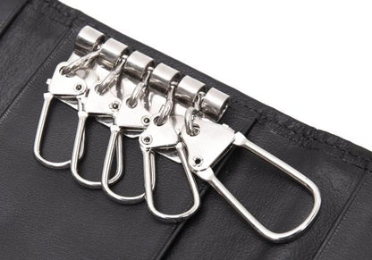Jean Paul GAULTIER Leather Arrow Mark Plate Key Case Black