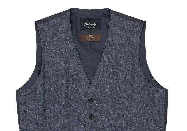 Papas Blue HAVANE Linen Silk Vest Size M
