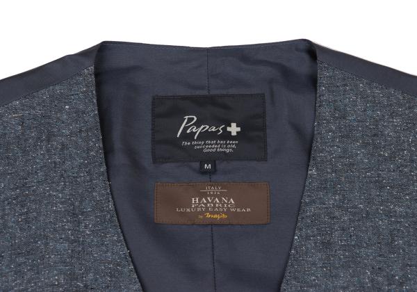 Papas Blue HAVANE Linen Silk Vest Size M