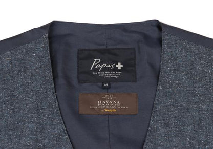 Papas Blue HAVANE Linen Silk Vest Size M