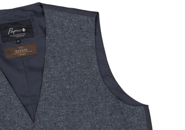 Papas Blue HAVANE Linen Silk Vest Size M
