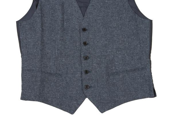 Papas Blue HAVANE Linen Silk Vest Size M