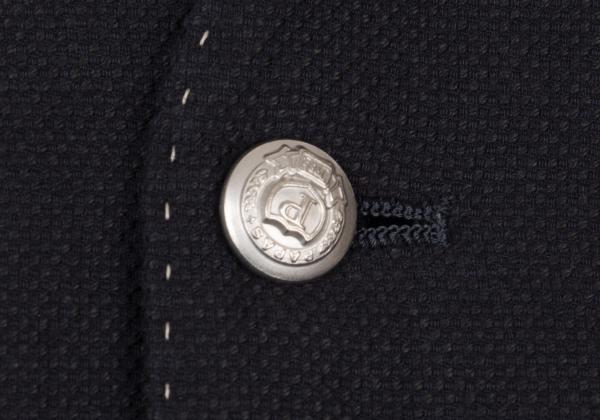 Papas Linen Cotton Metal Button Vest Navy Silver Size L