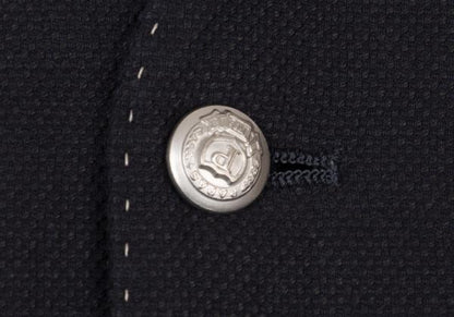 Papas Linen Cotton Metal Button Vest Navy Silver Size L