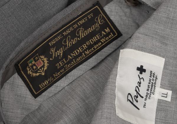 Papas+ Loropiana Wool Straight Pants Gray Size LL