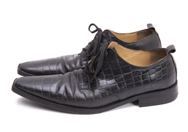 COMME des GARCONS Croc Embossed Square Shoes Black Sneakers Size 24CM