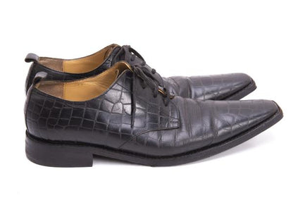 COMME des GARCONS Croc Embossed Square Shoes Black Sneakers Size 24CM
