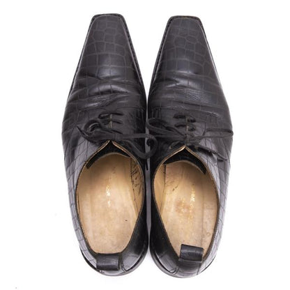 COMME des GARCONS Croc Embossed Square Shoes Black Sneakers Size 24CM