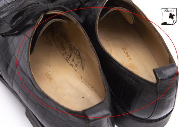 COMME des GARCONS Croc Embossed Square Shoes Black Sneakers Size 24CM
