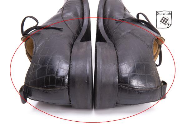 COMME des GARCONS Croc Embossed Square Shoes Black Sneakers Size 24CM