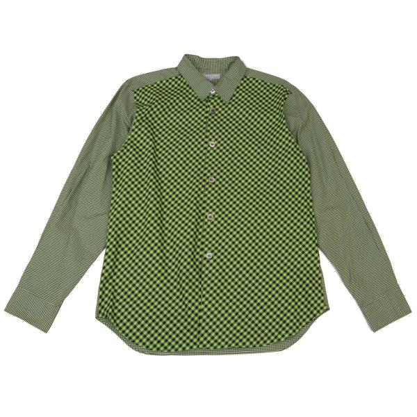 COMME des GARCONS HOMME Green Bias Plaid Long Sleeve Shirt Size L