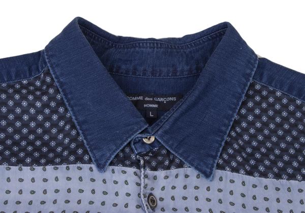 COMME des GARCONS HOMME Pattern Panel T-Shirt Blue Size L