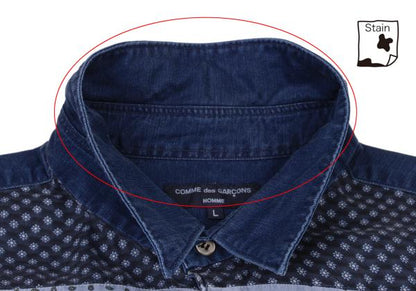 COMME des GARCONS HOMME Pattern Panel T-Shirt Blue Size L