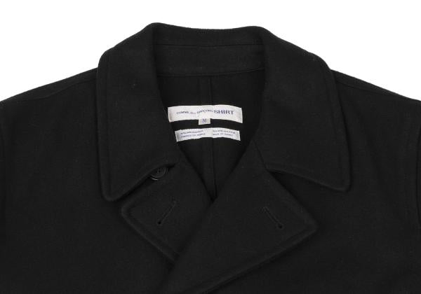 COMME des GARCONS SHIRT Wool Blend Hem Peacoat Black Coat Size M