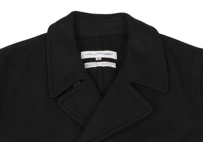 COMME des GARCONS SHIRT Wool Blend Hem Peacoat Black Coat Size M