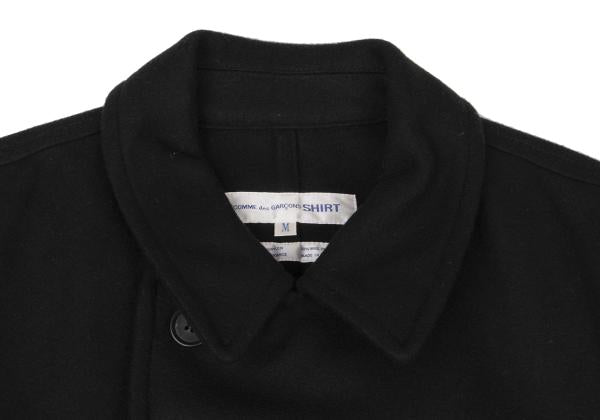 COMME des GARCONS SHIRT Wool Blend Hem Peacoat Black Coat Size M