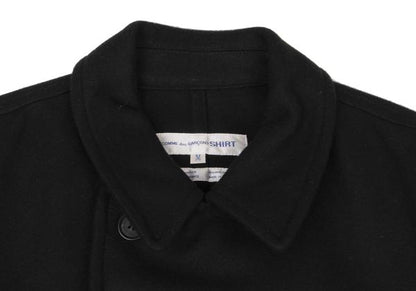 COMME des GARCONS SHIRT Wool Blend Hem Peacoat Black Coat Size M