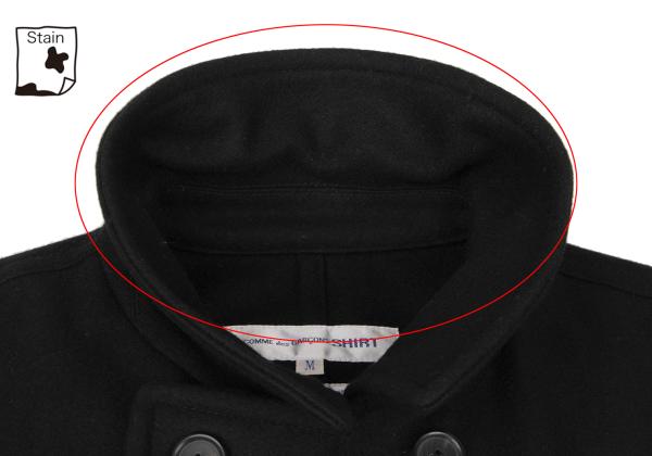 COMME des GARCONS SHIRT Wool Blend Hem Peacoat Black Coat Size M